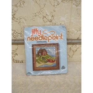 Jiffy Needlepoint Summer Island Canvas Wool Yarn 1978 BARBARA JENNINGS 5758